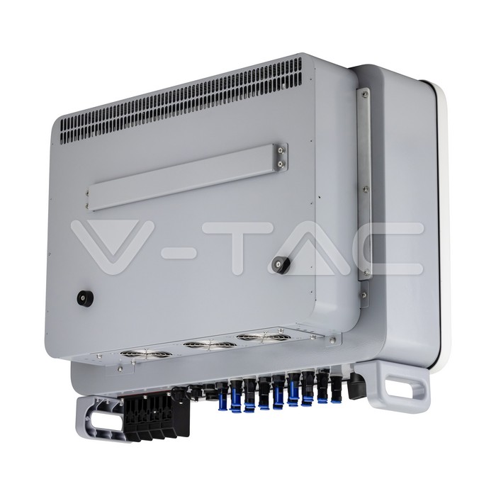 11521-4 Invertor INVT VT-6607150 de 50 kW, on-grid trifazat, vedere laterală a carcasei IP66, SKU V-TAC 11521
