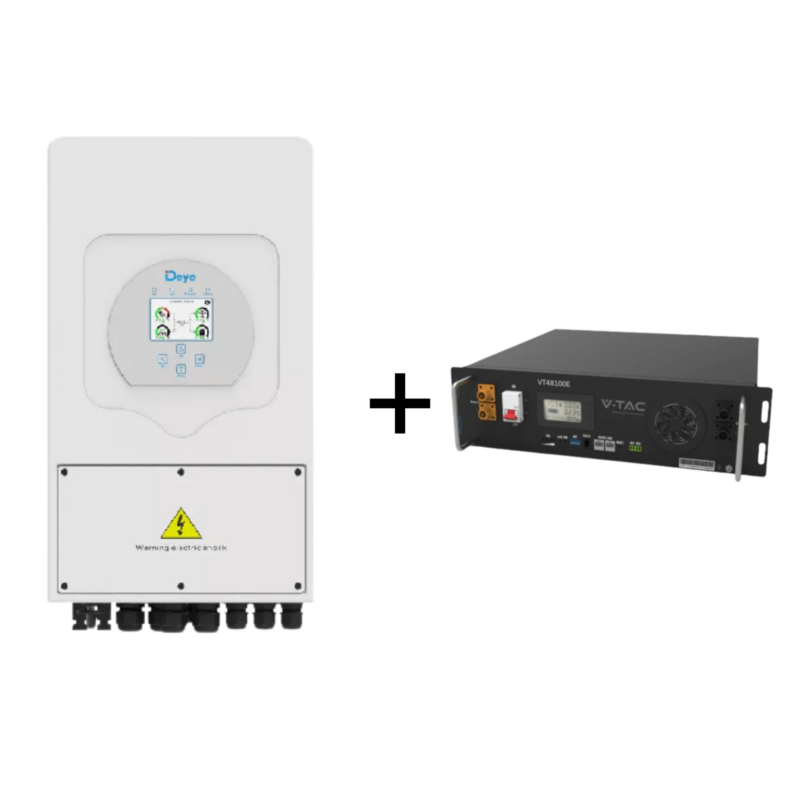 Kit Invertor Deye 8kWh SUN-8K-SG03LP1-EU Monofazat + Acumulator V-TAC 5,12kWh