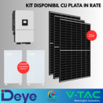 Kit in Rate - Kit Fotovoltaic 10kW Trifazat HIBRID DEYE SUN-10K-SG05LP3-EU-SM2 + 2x Acumulator V-TAC 10.24kWh PowerWall (Total 20.48kWH) + Panouri Canadian Solar 460W (22 panouri)