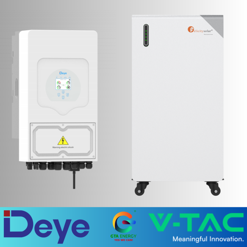 Kit Invertor DEYE 6kW Monofazat SUN-6K-SG05LP1-EU-AM2-P + Acumulator 16kWh Felicity IP65 - Cu incalzire