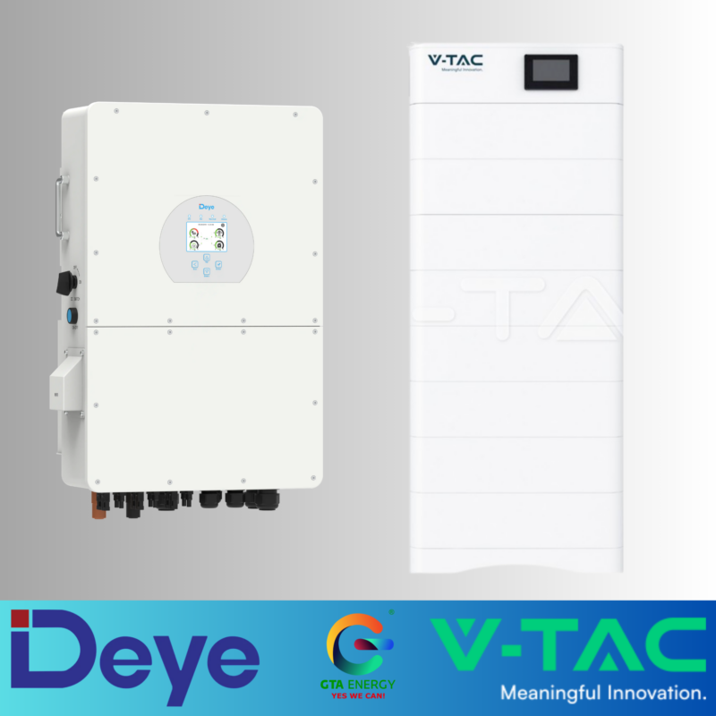 Kit Invertor Deye 20kW High Voltage SUN-20K-SG01HP3-EU-AM2 + Acumulator V-TAC 40.96kWh High Voltage IP65
