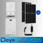 KIT FOTOVOLTAIC 6kW MONOFAZAT HIBRID DEYE SUN-6K-SG05LP1-EU + Acumulator V-TAC 14.33kWh Alb SLIM IP20 +Panouri Canadian Solar 460W (14 panouri) +  Stație Încărcare Masini Electrice 400V, 22ackW, Reglabila, DEYE