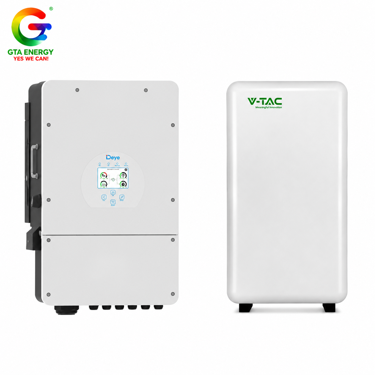 10+10 KIT Invertor Deye 10kW SUN-10K-SG02-LP1-EU-AM3 monofazat + Acumulator V-TAC 10.24kWh Alb LiFePO₄ IP65 1010