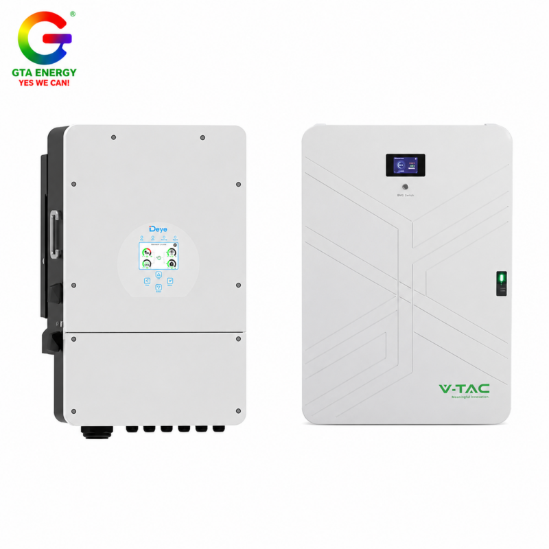 KIT Invertor Deye 10kW SUN-10K-SG02-LP1-EU-AM3 monofazat + Acumulator V-TAC 14.33kWh Alb SLIM IP20