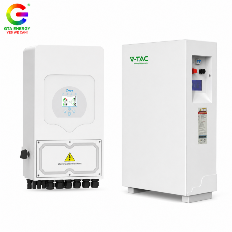 KIT Invertor Deye 8kW SUN-8K-SG05LP1-EU-AM2-P monofazat + Acumulator V-TAC 16.07 kWh IP20 7.000 Cicluri Corp ALB