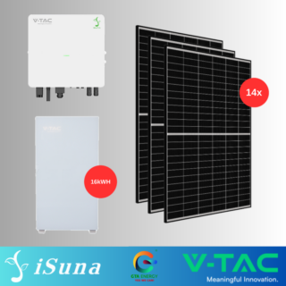KIT FOTOVOLTAIC 6kW MONOFAZAT HIBRID SINEXCEL VT-Isuna 6000S + Acumulator V-TAC 16kWh + Panouri Canadian Solar 460W (14 panouri)